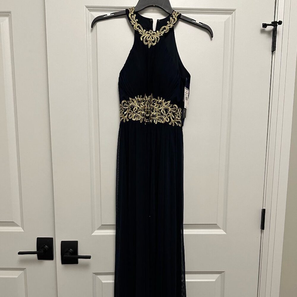 Betsy  & Adam Long Navy Dress